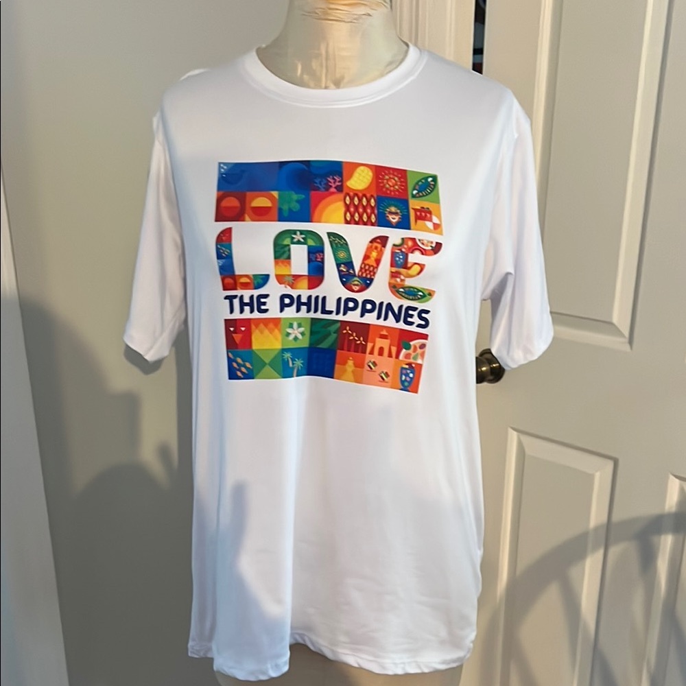 White Short Sleeve Tee with Vibrant Graphic Design